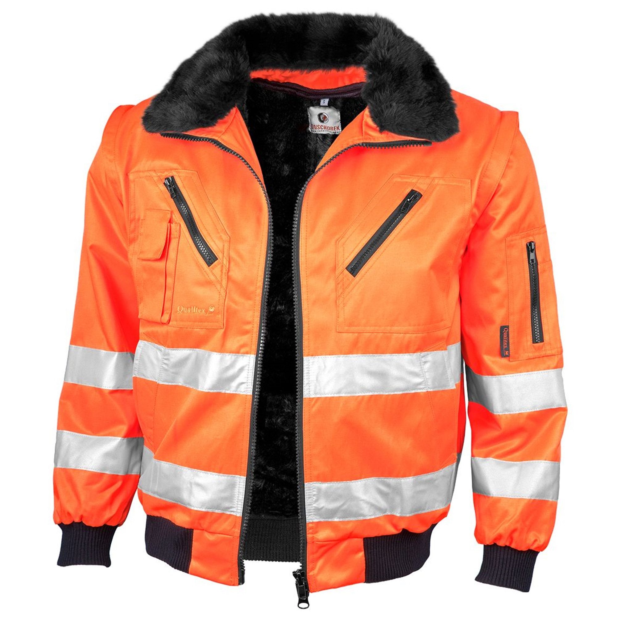 Pilotenjacke signalfarbe 4-in-1 Arbeitsjacke aus Mischgewebe - ideal Übergangsjacke