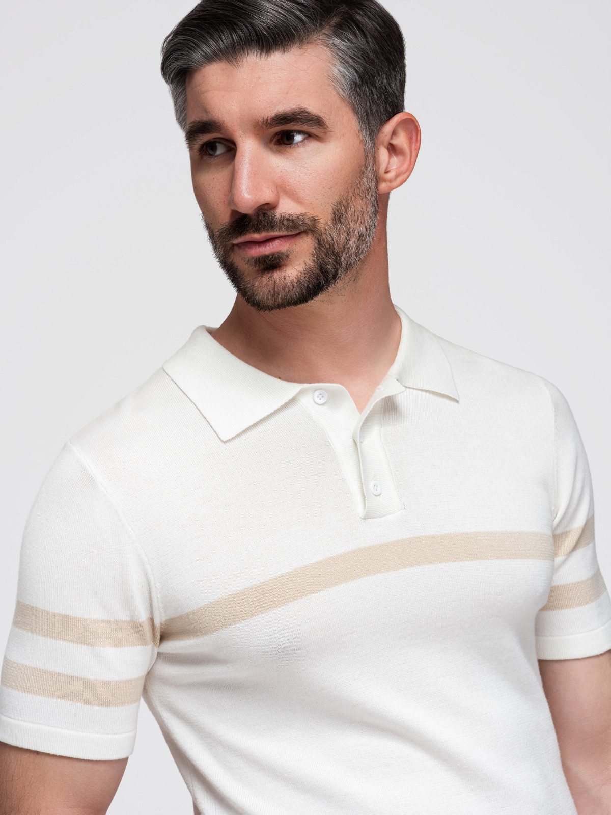 OMBRE Poloshirt Herren-Poloshirt aus weichem Strick mit kontrastierenden Streifen