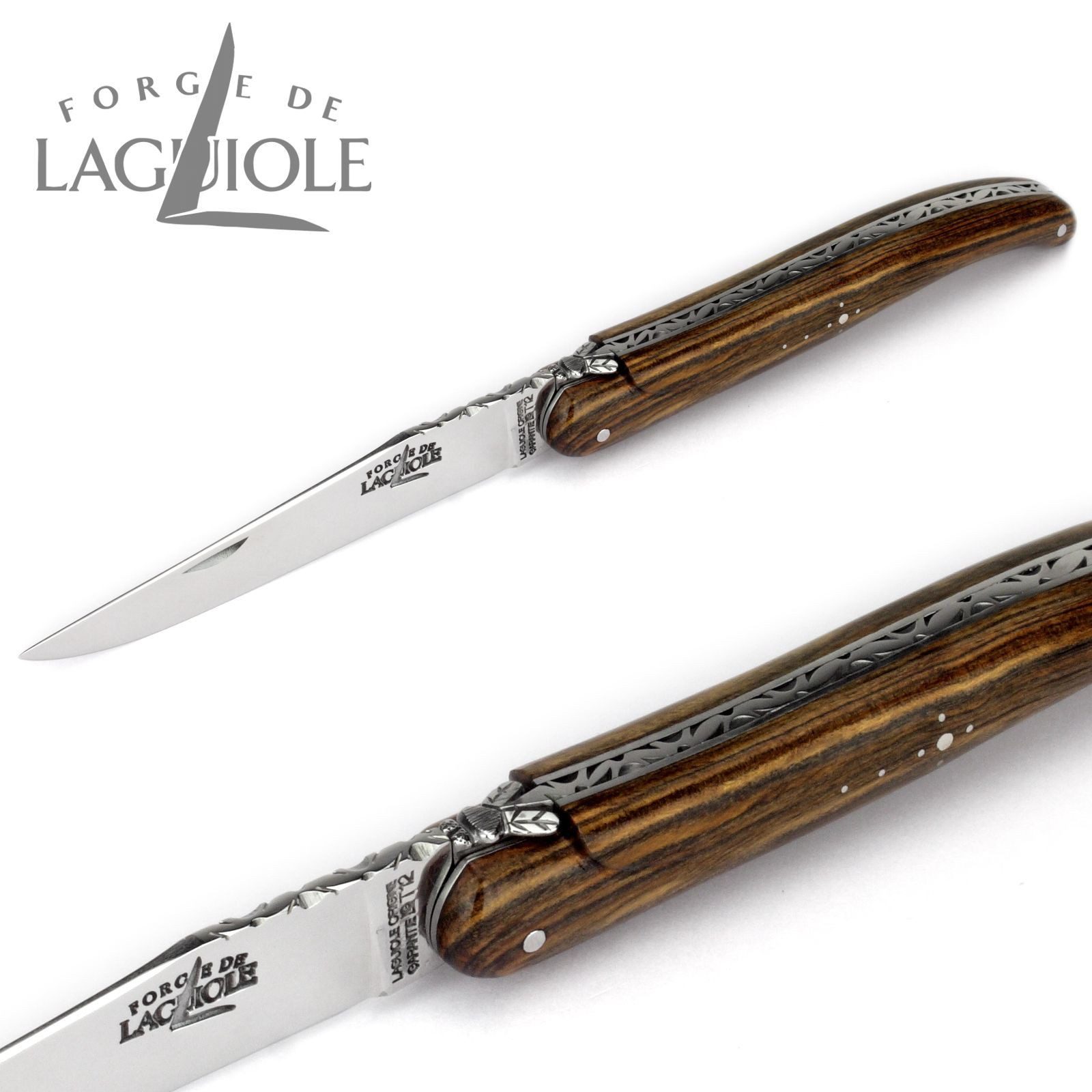 Forge de Laguiole Taschenmesser 1012 F IN PI BRI, "Collection" - Griff 12cm Pistazie - Feder verziert - Stahl glänzend