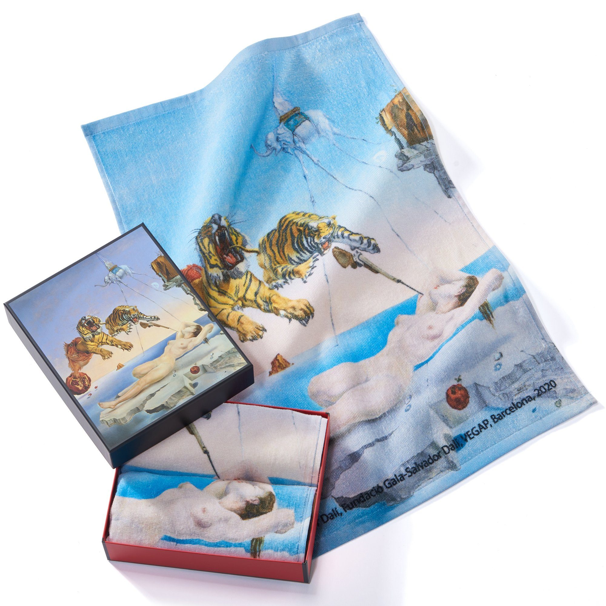 verursacht Biene, durch Baumwolle Dalí (2 ca.60x40cm Geschenkbox - MuseARTa MuseARTa Traum, einer Gästehandtücher (2-St), Flug Salvador Stück), den Gästehandtücher Kunstwerke