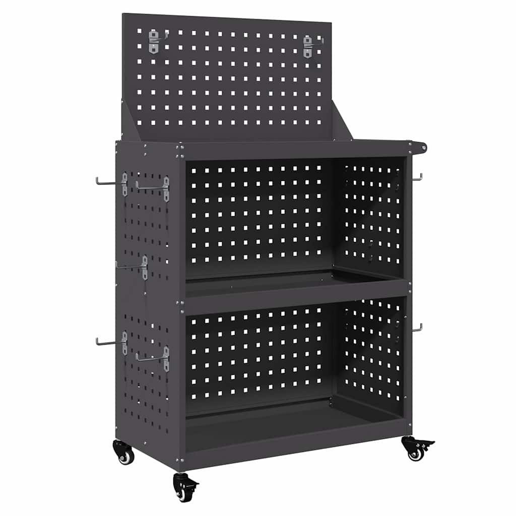 vidaXL Werkzeugbox Werkzeugwagen Schwarz 65 x 35 x 111 cm Kaltgewalzter Stahl (1 St)