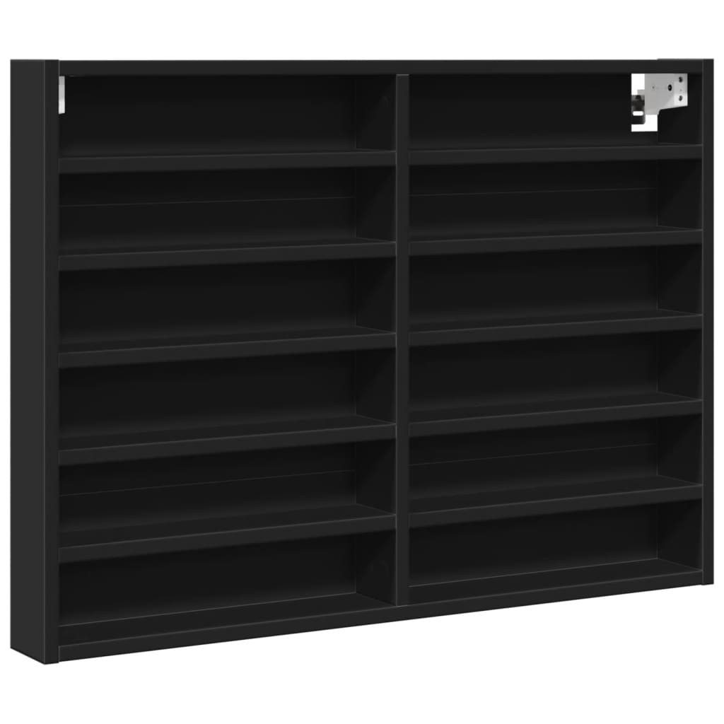 vidaXL Regal Vitrinenschrank Schwarz 80x8,5x58 cm Holzwerkstoff, 1-tlg.