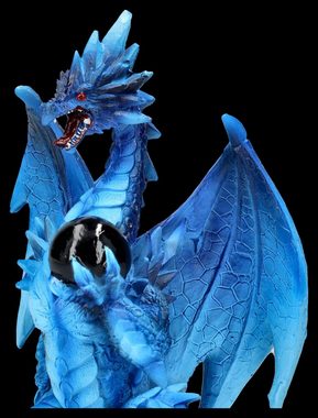 Figuren Shop GmbH Fantasy-Figur Drachen Figur blau - Yukiharu`s Orb - Fantasy Dekofigur Drachenfigur