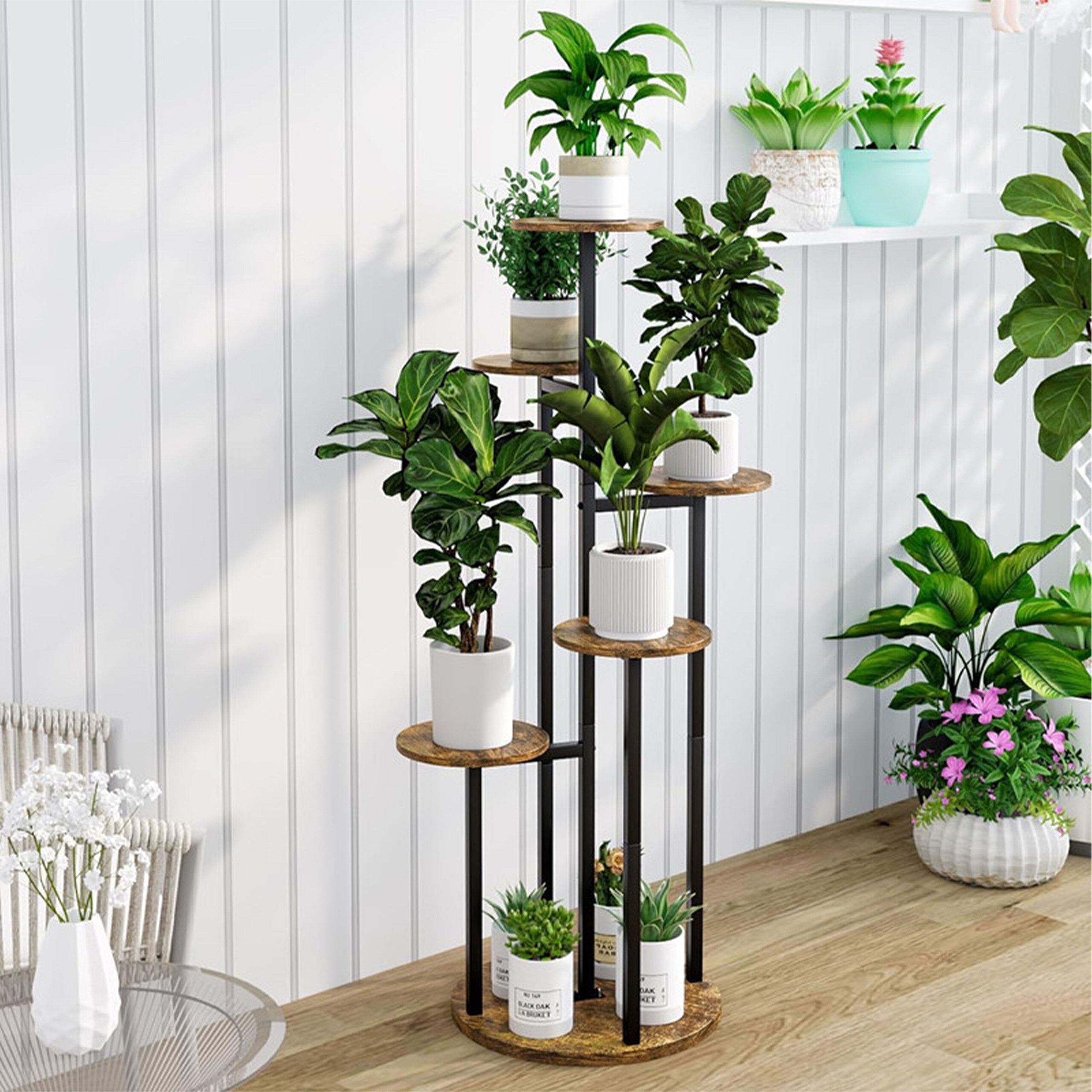 relaxdays Blumenständer Pflanzenständer mit 5 runden günstig online kaufen