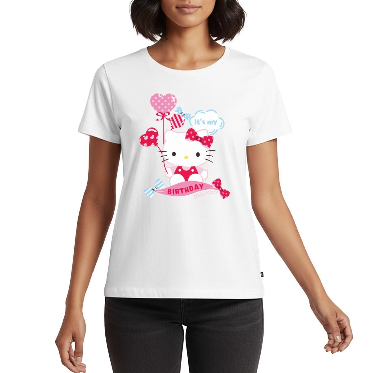 T-Shirt Hello Kitty Mit Ballons Mein Geburtstag Frauen Premium T-Shirt