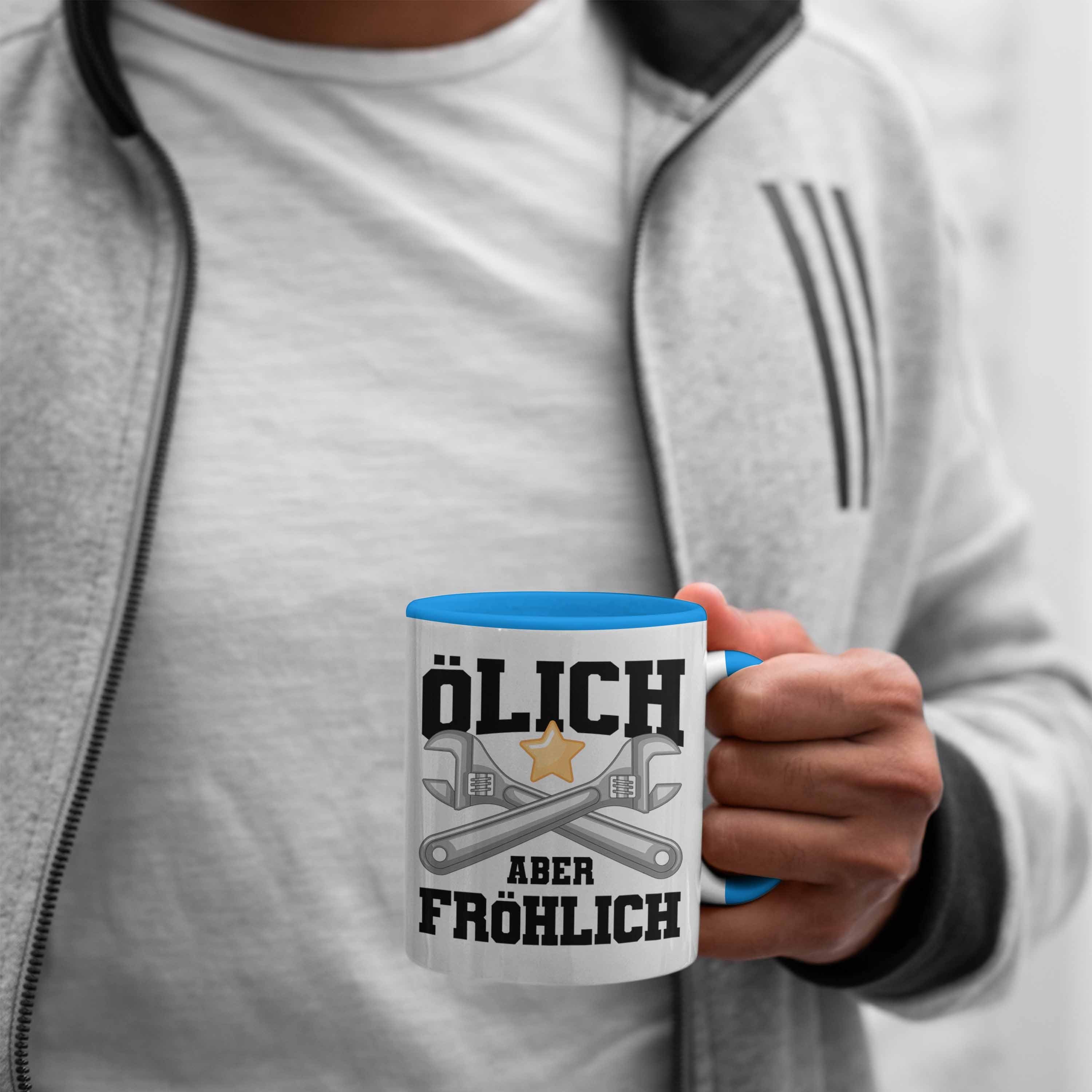 Spruch Trendation Trendation Aber Tasse Geschenk KFZ Blau Werkstatt - Mechaniker Tasse Geschenkidee Männer Fröhlich Geburtstag Ölich