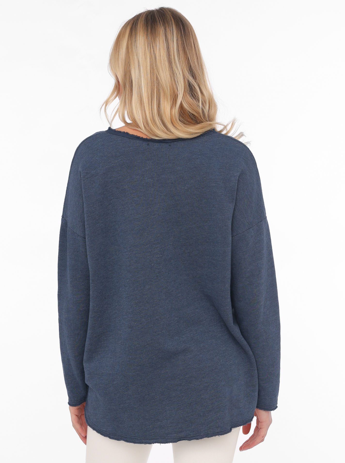 Zwillingsherz Sweatshirt "Positive Mind" ausgefranster V-Ausschnitt, günstig online kaufen
