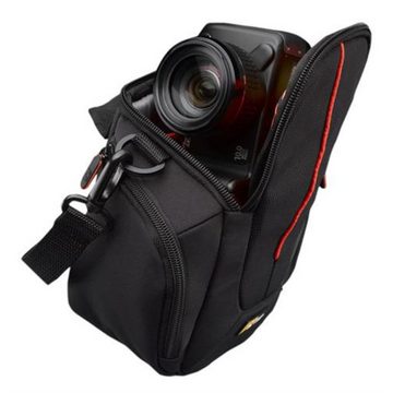 Case Logic Kameratasche DCB-304K, für kompakte Kameras, Große Kamera Umhängetasche, schwarz, rot