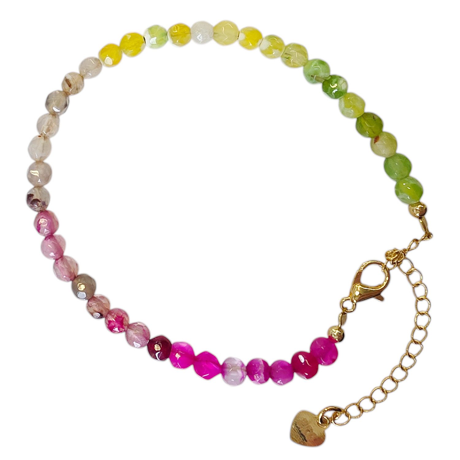 KARMA Armband Damen Achat Edelstein Gold bunt Sommerfarben (Geschenk für sie Edelsteinarmband, 1-tlg., modern Armband Damen, Edelsteinschmuck), verstellbar