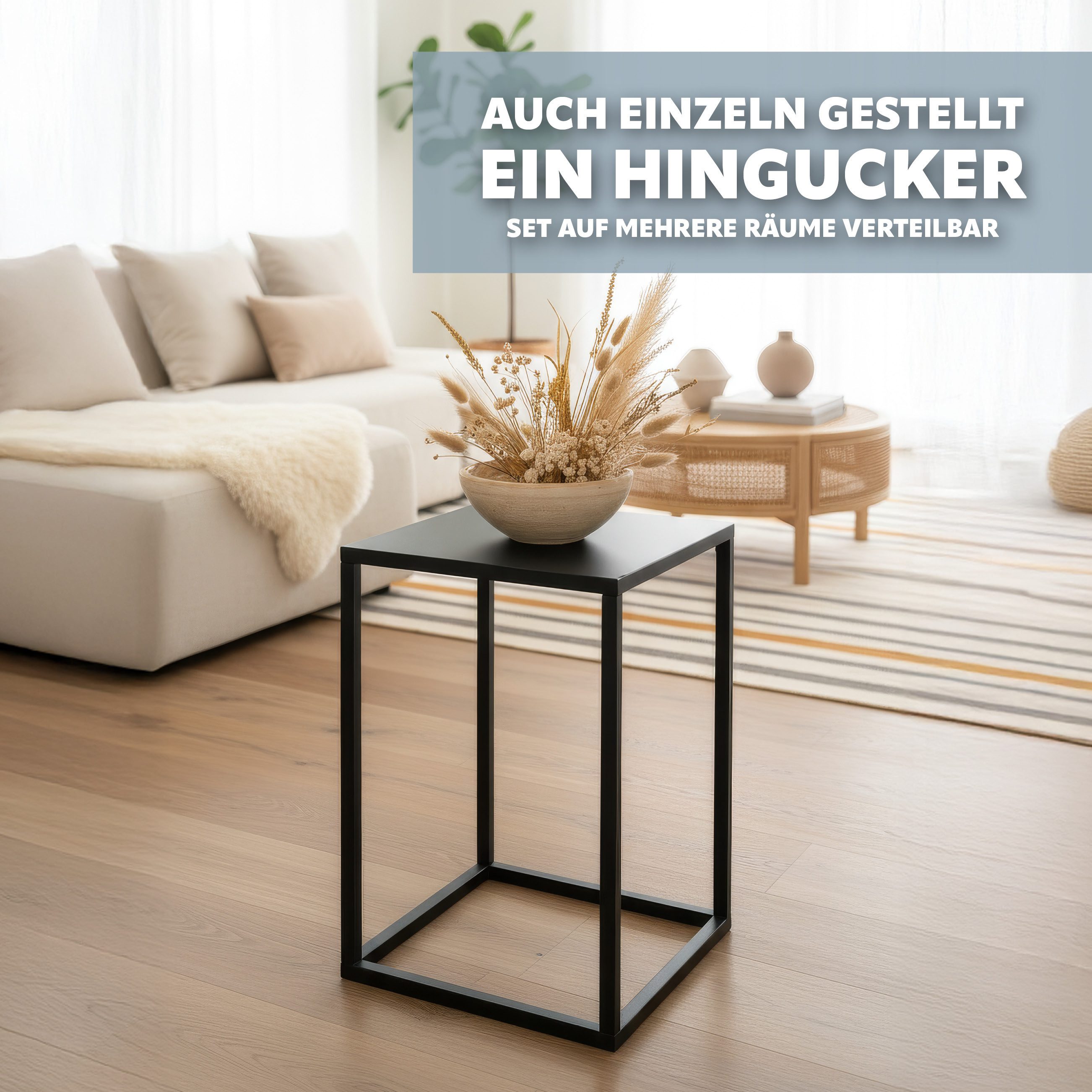 bremermann Blumenhocker 4er-Set, Metall-Blumenständer, Blumensäule schwarz