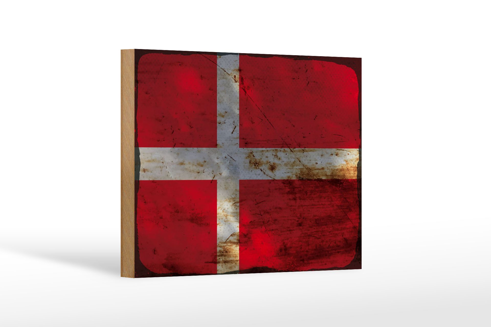 Femer GmbH Holzbild Flagge Dänemark 18x12 cm Flag of Denmark Rost, Flaggen (1 St), Glatte Holzfaserplatte (MDF), vorn beschichtet