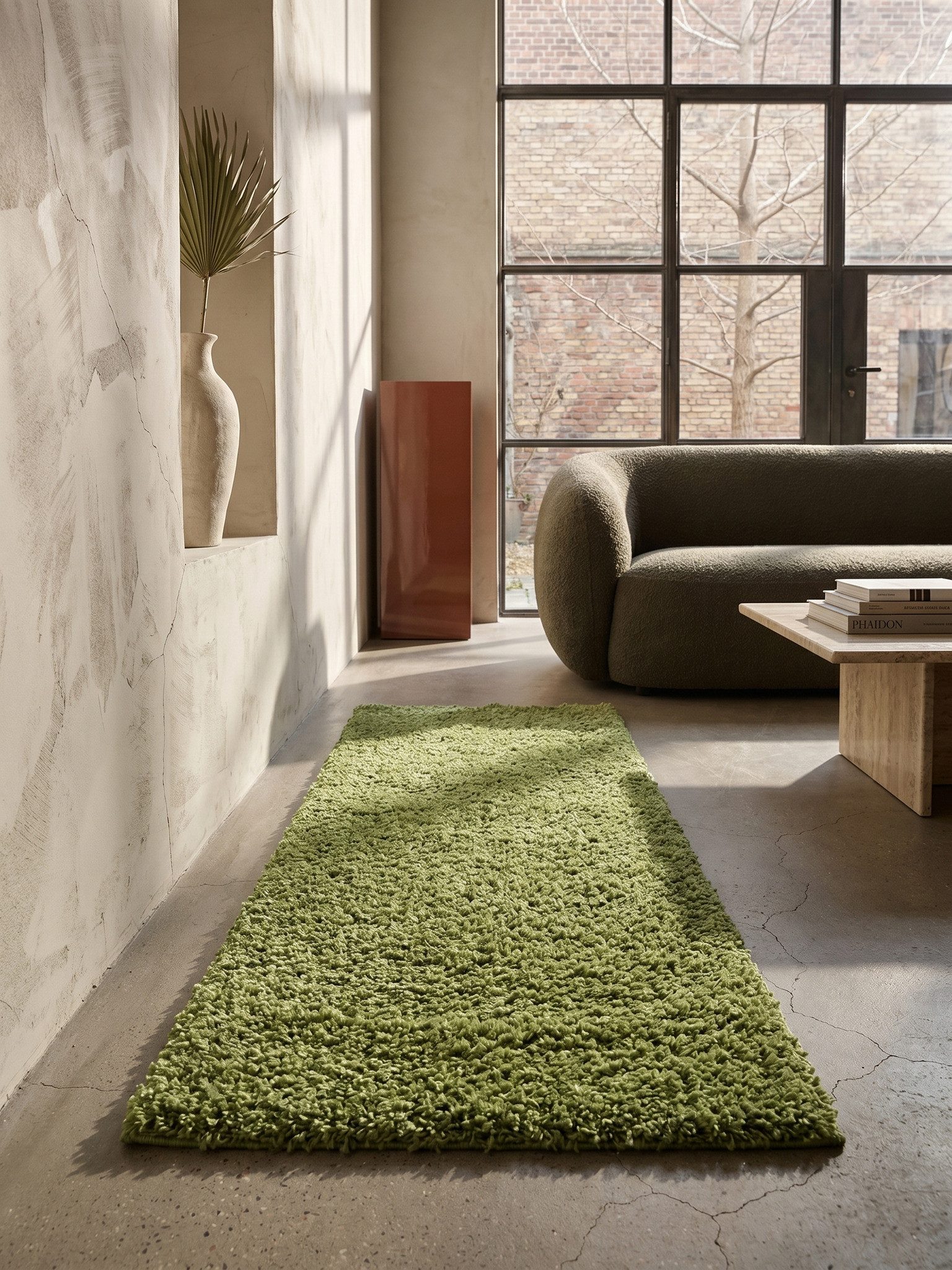KADIMA DESIGN Teppich RHEIN Shaggy Langflor Wohnzimmer Schlafzimmer Waschbar Esszimmer, Läufer, Höhe: 32 mm, Grün, 60x110 cm, Wohnzimmerteppich Strapazierfähig Waschbar