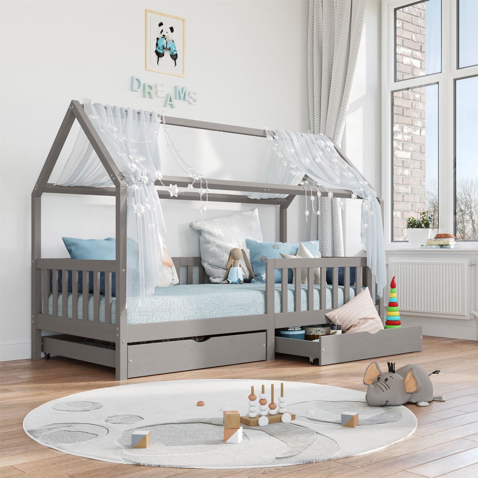 IDIMEX Kinderbett NUNA, Hausbett Montessoribett 90 x 200 Kiefer Tippibett K günstig online kaufen