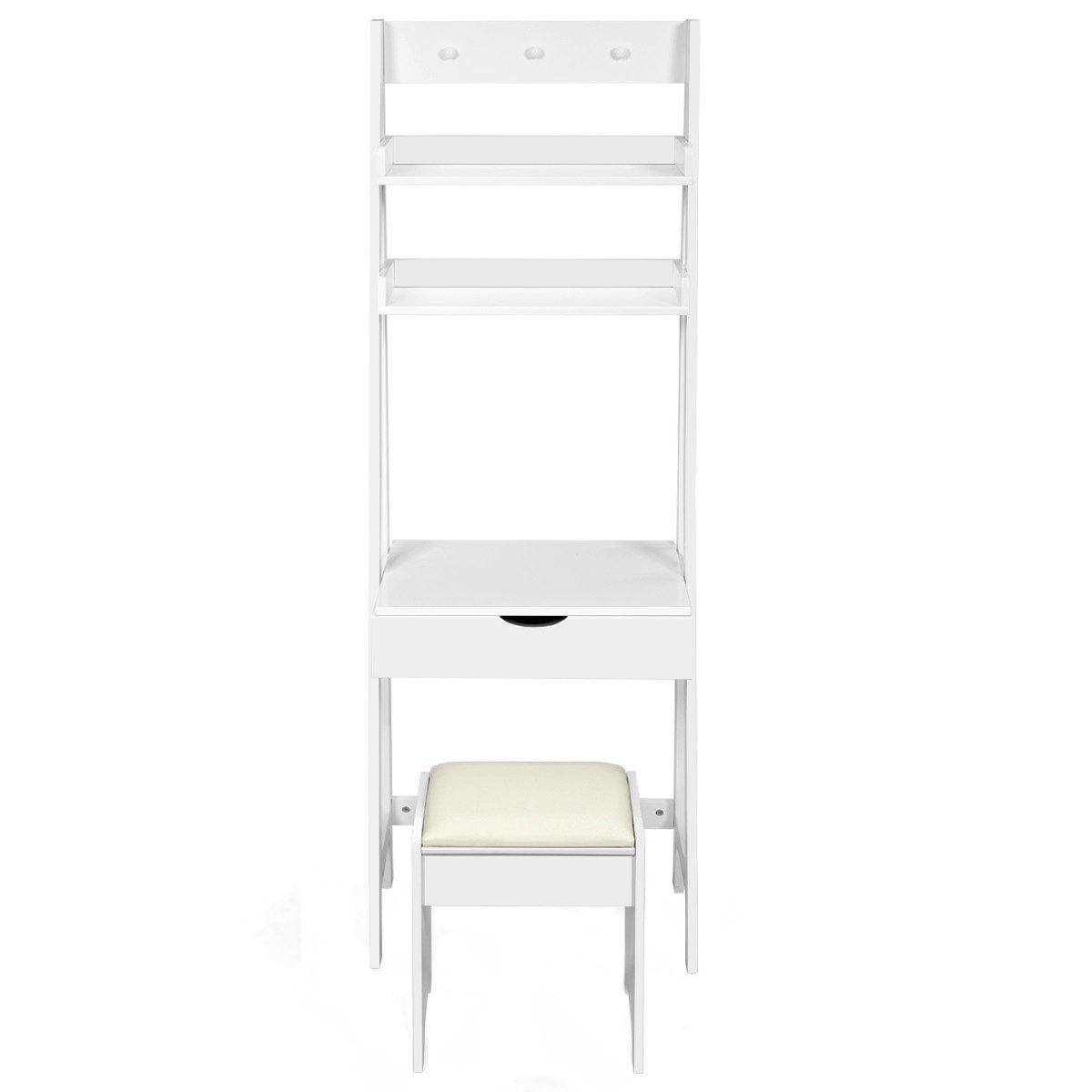 COSTWAY Schminktisch, mit Hocker, Klappspiegel, Ablagen, Haken, 60x40x180cm günstig online kaufen