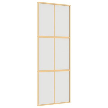 vidaXL Zimmertür Schiebetür Golden 76x205 cm Matt ESG-Glas und Aluminium Zimmertür Inne