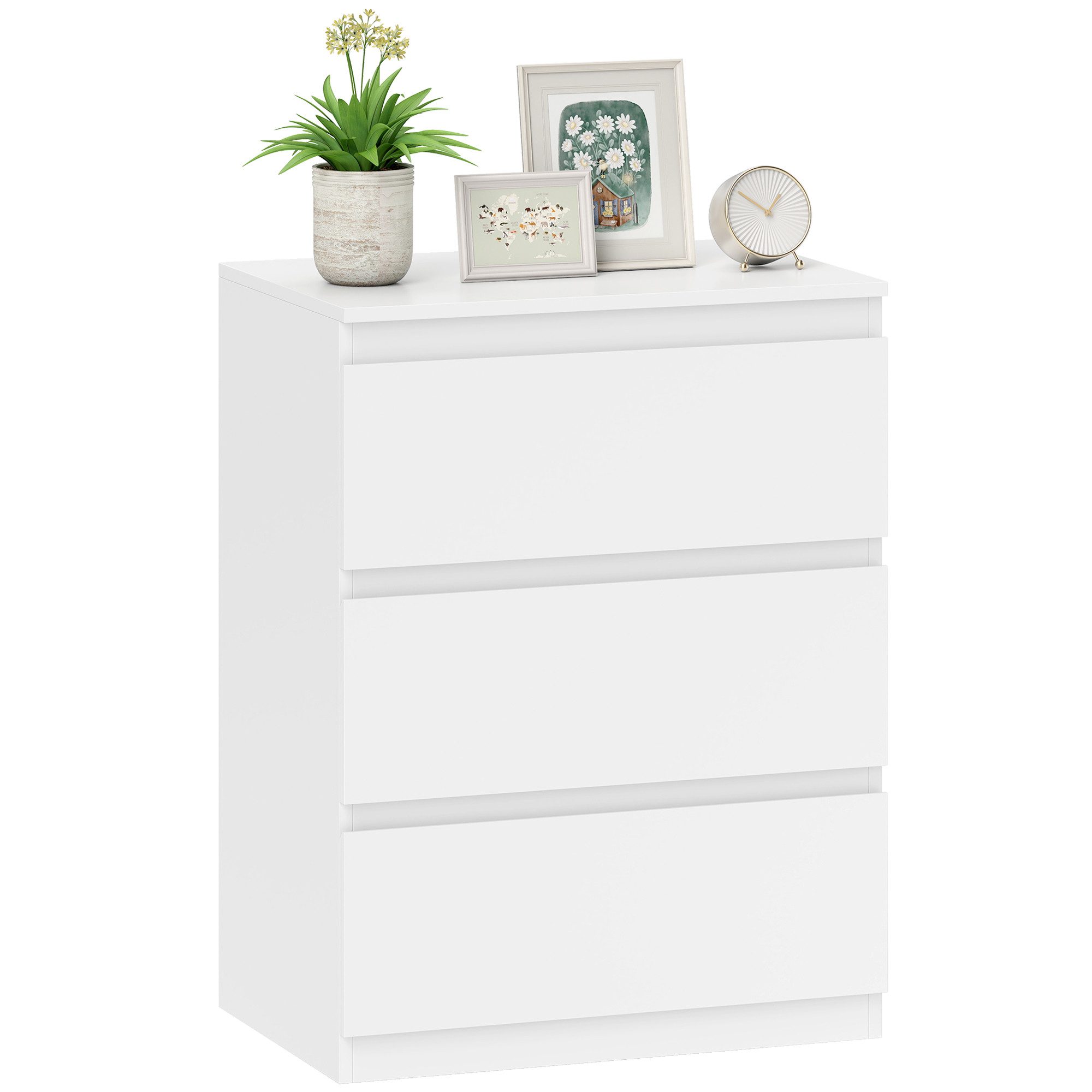HOMCOM Kommode Kommodenschrank Aufbewahrungsschrank mit 3 Schubladen für Flur (Schubladenschrank, 1 St., Sideboard), für Wohnzimmer, Schlafzimmer, Weiß