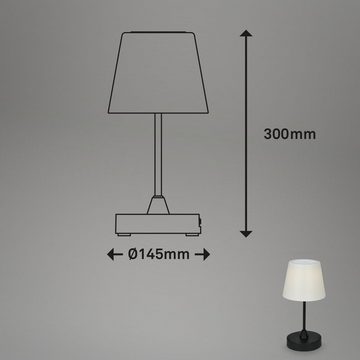 Briloner Leuchten LED Außen-Tischleuchte 7032-415, Spritzwasserschutz, dimmbar, Touch, USB-Aufladung, Akku, LED fest verbaut, Neutralweiß, Tischlampe kabellos, 30x14,5cm, Schwarz, 3W, Schlafzimmer, Wohnzimmer