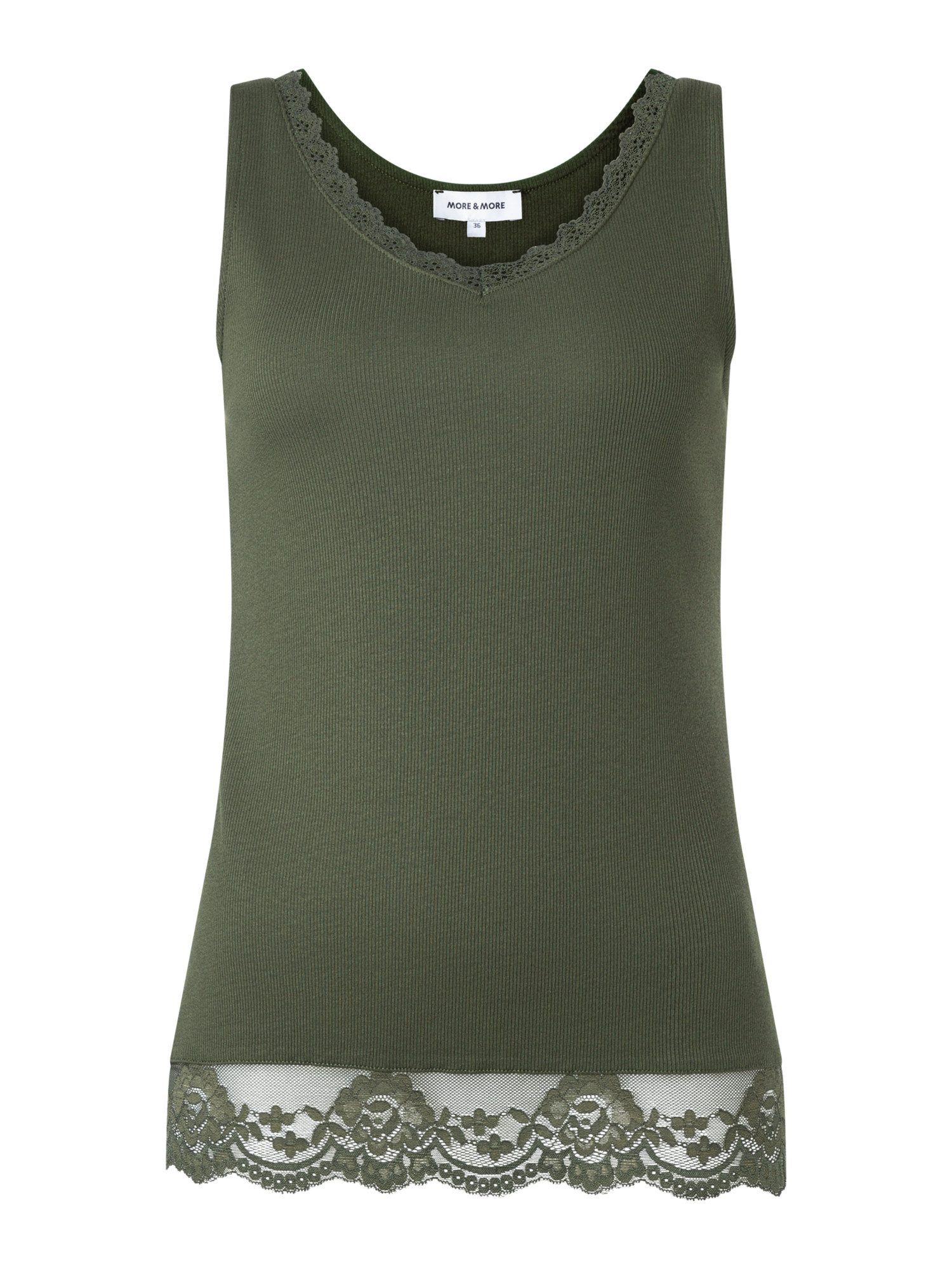 MORE&MORE Shirttop schmales Rippentop mit Spitzenborte