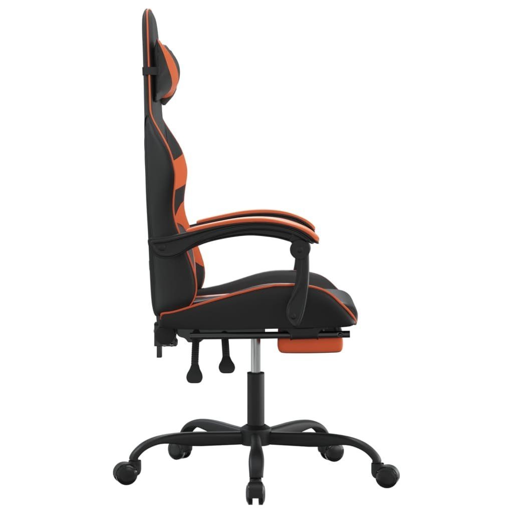 vidaXL Gaming-Stuhl & mit Gaming-Stuhl Drehbar | und Orange und Orange Orange Kunstleder (1 Schwarz Schwarz Fußstütze St) Schwarz