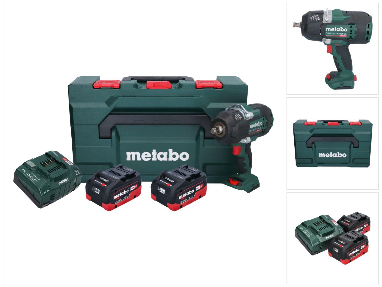 metabo Akku-Schlagschrauber SSW 18 LTX 1450 BL Schlagschrauber 18V 1450 Nm + 2x Akku 5,5Ah + Lader
