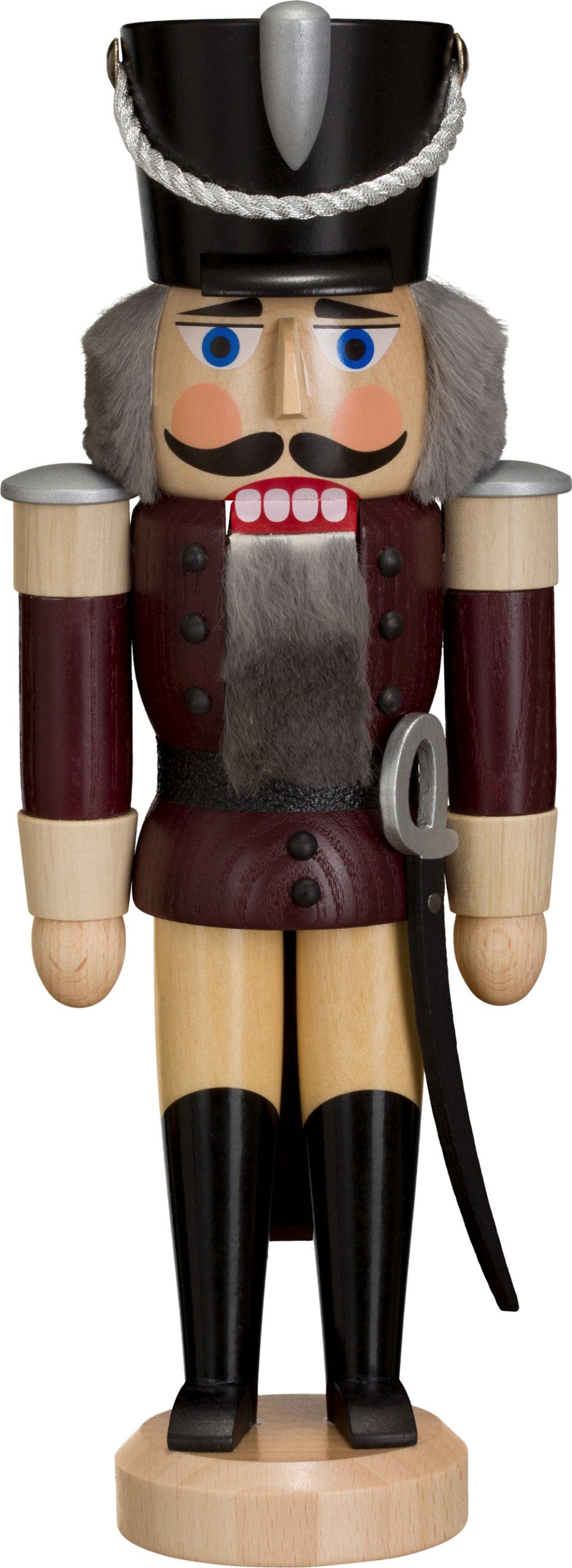 Seiffener Volkskunst Nussknacker Nussknacker Husar aubergine der Volkskunst eG aus Seiffen, Handarbeit aus dem Erzgebirge