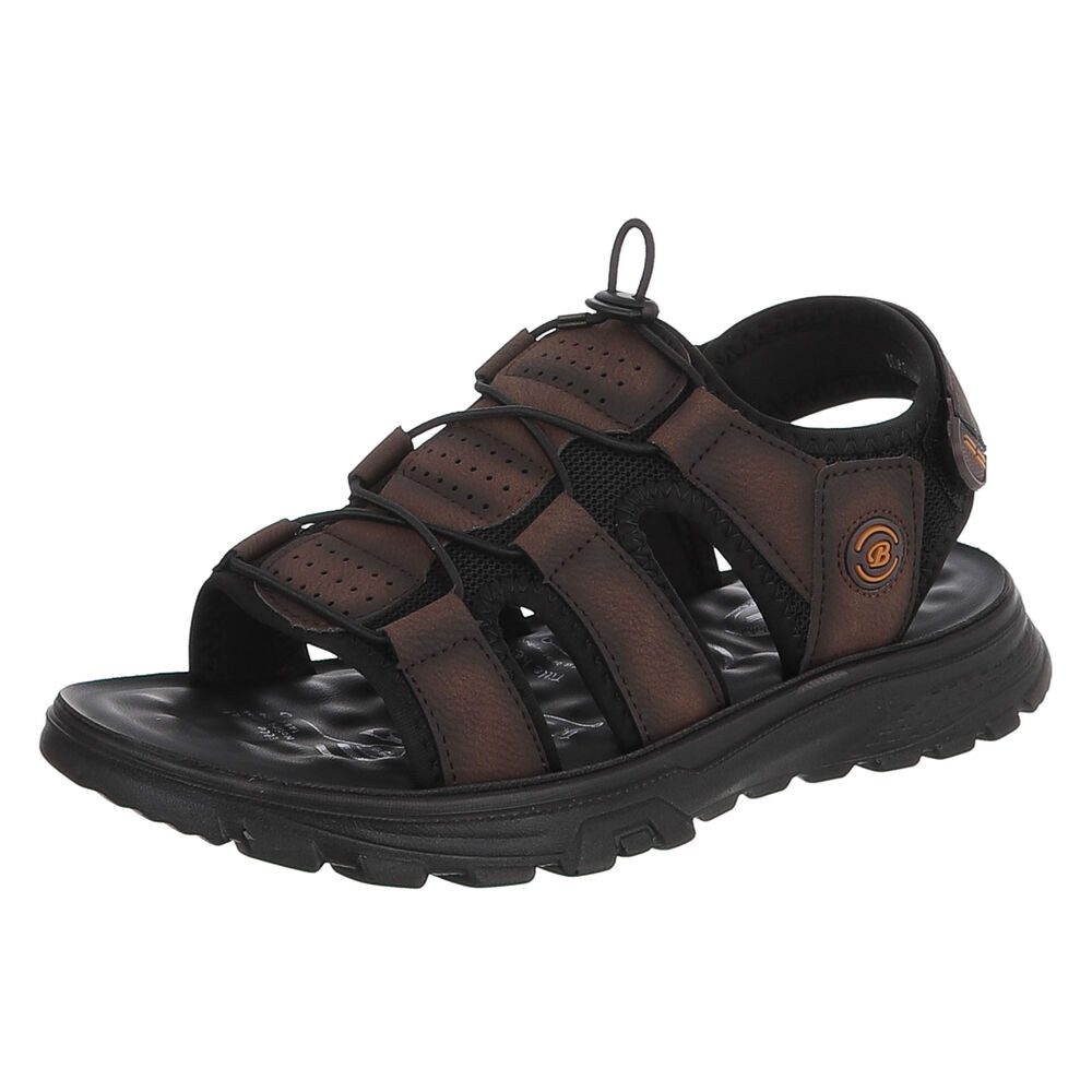 Coolwalk Herren Sandalen-Slipper sportlich mit Schnellverschluss Sandale (91917985) Flach Sandalen in Braun