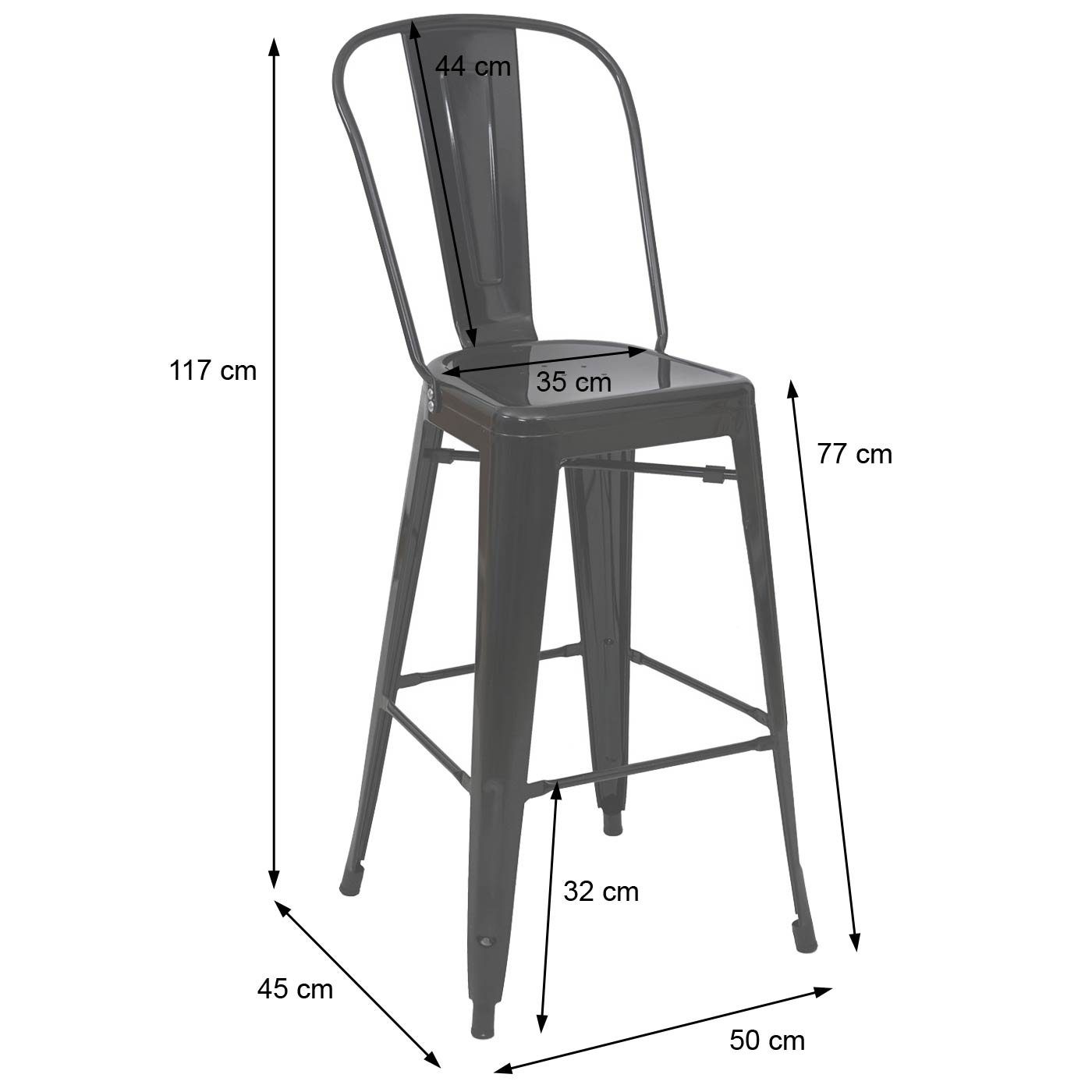 Stuhl: für MCW Stabilität, pro Belastbarkeit 4er), grau 4er-Set, 120 (Set, Barhocker MCW-A73-L-4 Querstreben kg