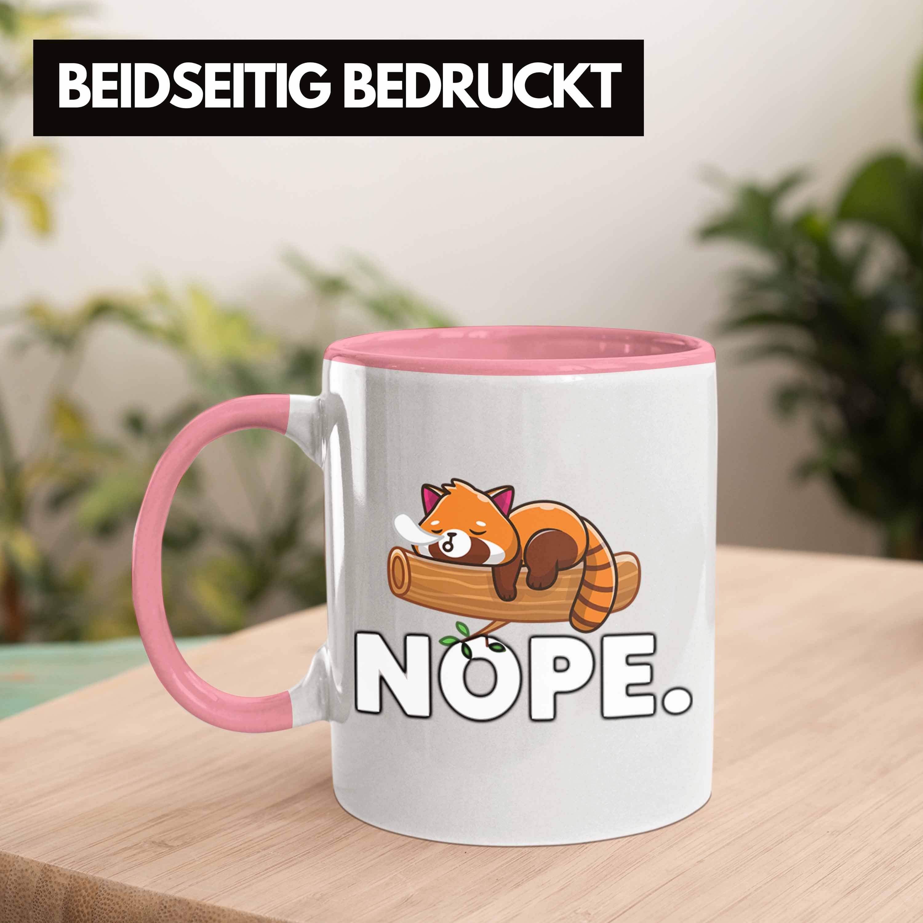 Panda Mädchen Nope - Tasse Geschenkidee Trendation Grafik Trendation Musik Fauler Tasse Jungs Roter Kinder für Rosa Lustige