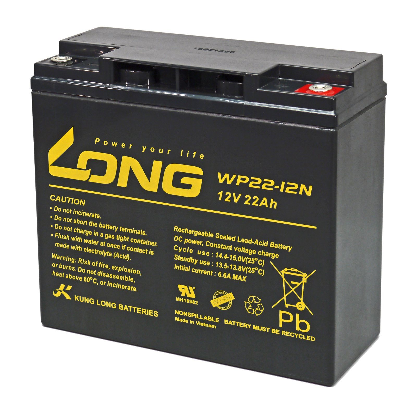 Powery KungLong Bleiakku für Elektrorollstuhl Invacare Lynx SX-3 Elektromobil-Akku 22000 mAh (12 V)