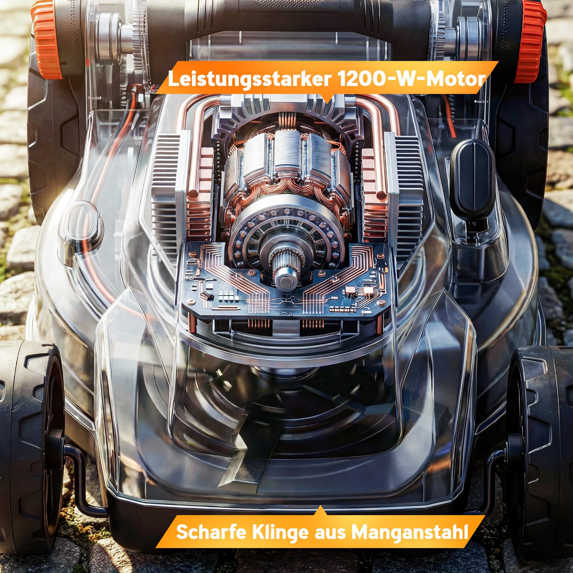 Outsunny Elektrorasenmäher Sichelmäher mit 3-fache Höhenverstellbar abnehmbar Griffe, Mäher, 34 cm Schnittbreite, (Elektrischer Sichelmäher, Elektro Rasenmäher) – Bild 4 von 5