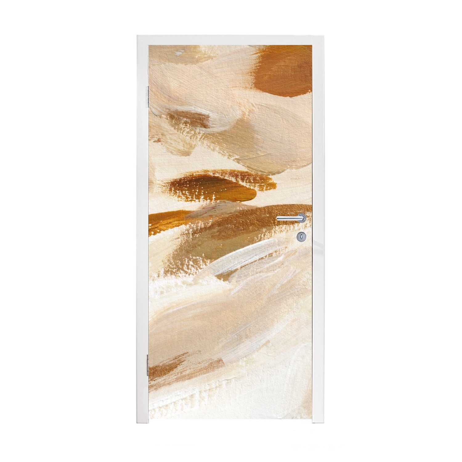 MuchoWow Türtapete Farbe - Beige - Weiß, Matt, bedruckt, (1 St), Fototapete für Tür, Türaufkleber, 75x205 cm