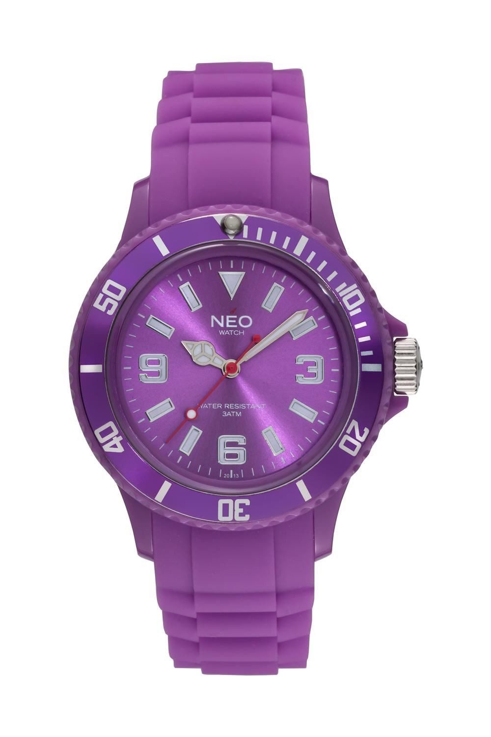 Neo Watch Quarzuhr Damenuhr Herrenuhr unisex lila NICE-1 Armbanduhr Modell N1-014 N1-014, Mineralglas, Damen Herren Uhr, dunkelblaues Gehäuse, blaues Armband