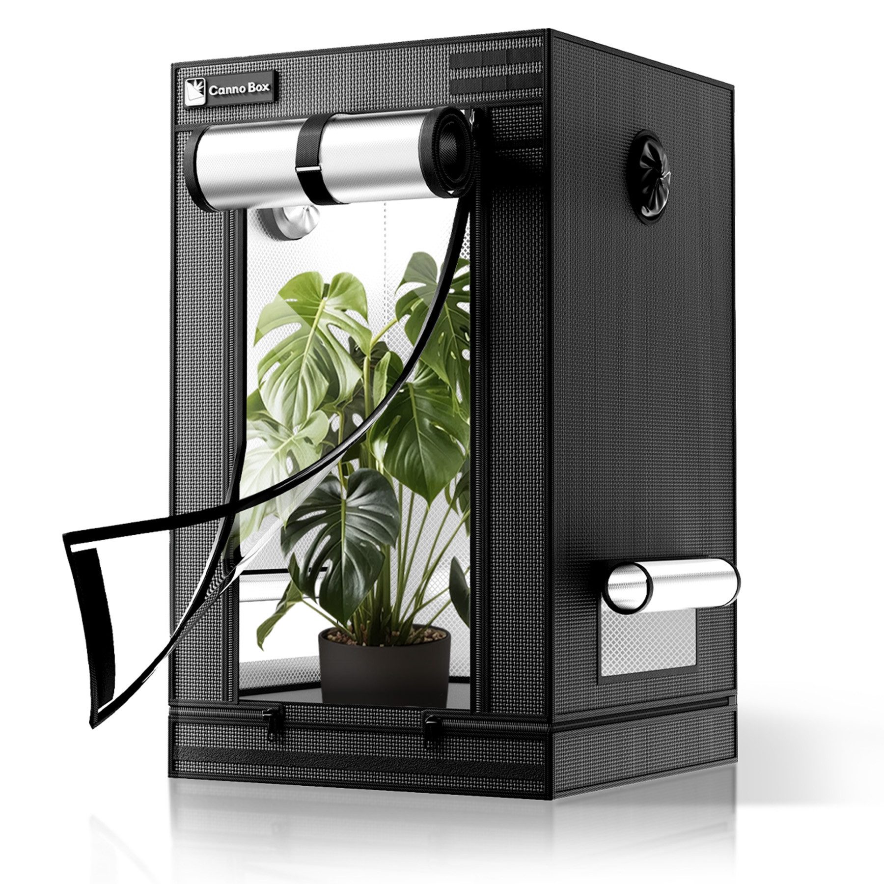 CannoBox Gewächshaus CannoBox Growbox Die zweischichtige Tür Growzelt Growschrank, BxTxH: 60 x 60 x 100 cm, BxTxH:80x80x180cm,1680D,Lichtdichte Tür und Beobachtungstür
