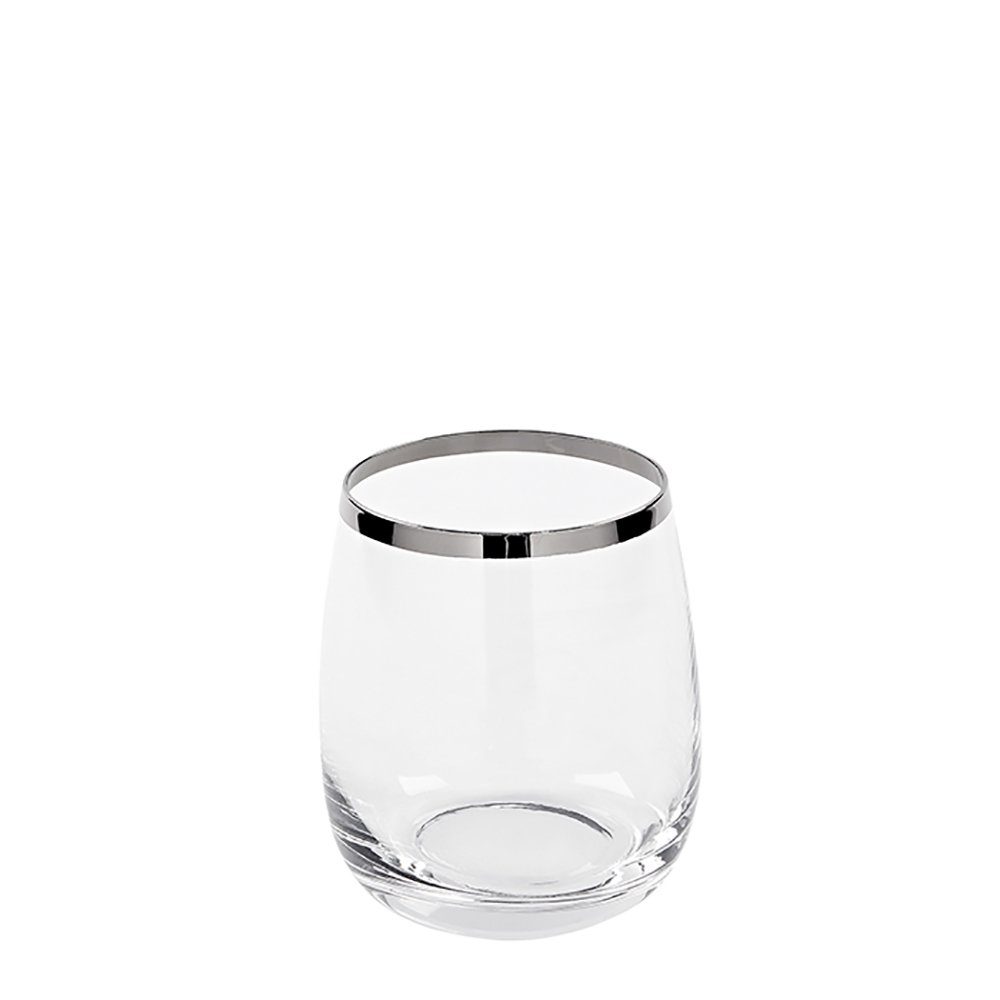 Fink Whiskyglas FINK Whiskyglas Platinum - silber-transparent - H. 10,5cm x B. 10cm, Glas, Platinumauflage