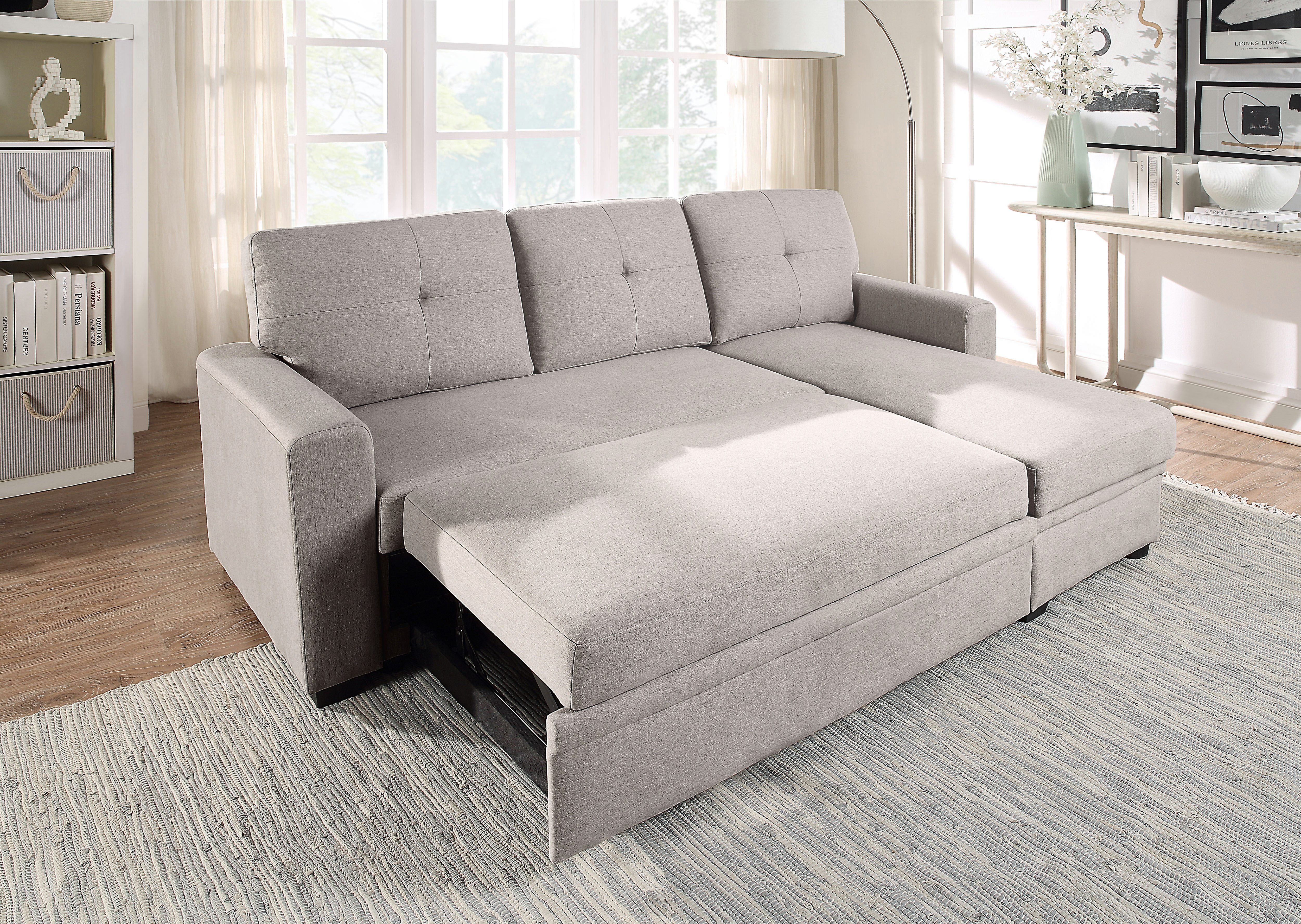 ATLANTIC home collection Ecksofa Gerrit L-Form, B: 216 cm, mit Bettfunktion & Bettkasten
