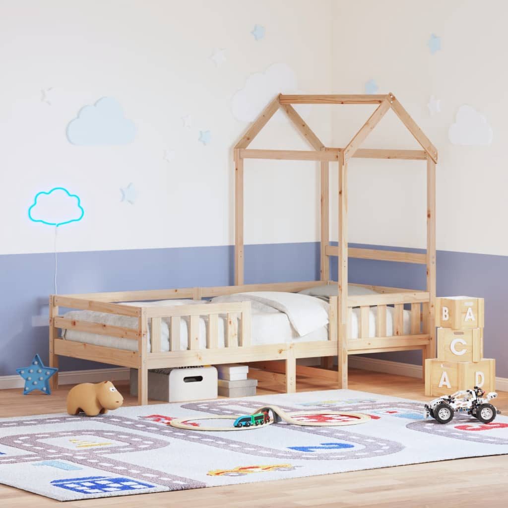 vidaXL Bett, Massivholzbett mit Dach 75x190 cm Kiefer günstig online kaufen