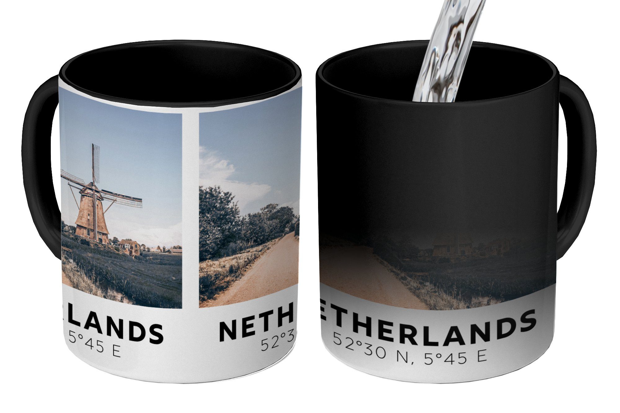 - Niederlande Sommer, MuchoWow Vintage Windmühle Kaffeetassen, Keramik, - - Geschenk Zaubertasse, Teetasse, Farbwechsel, Tasse