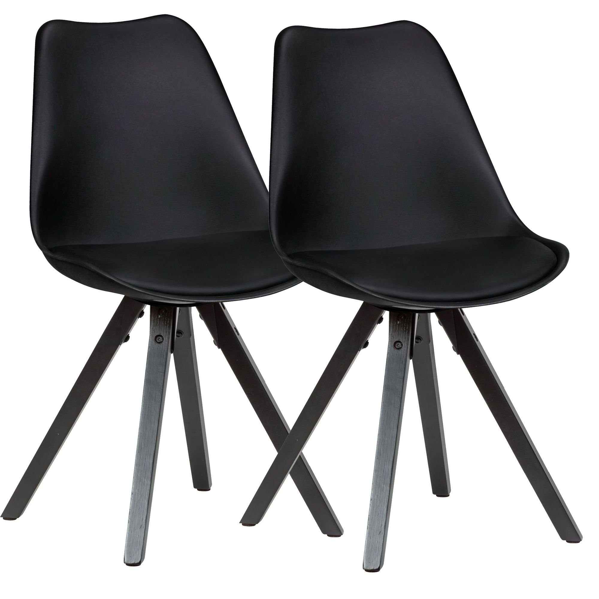 2er Esszimmerstühle Küchenstühle Stuhl gepolstert Kunstleder Massivholz Schwarz 