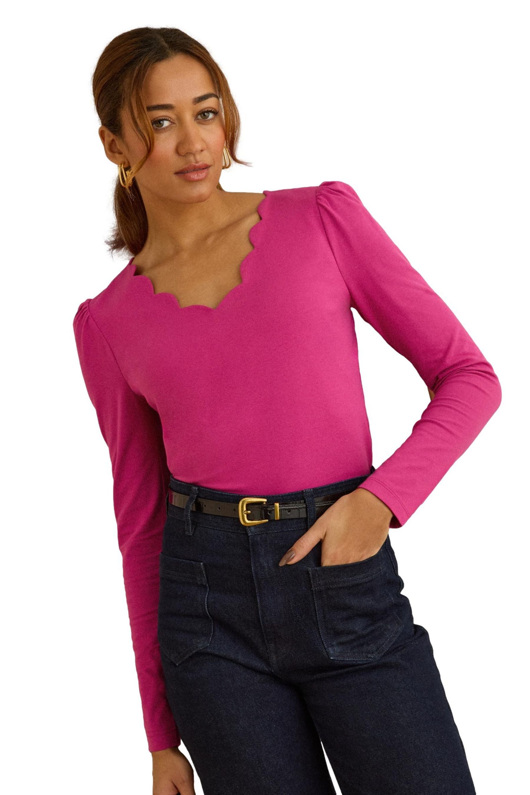 Love & Roses Langarmbluse Love & Roses Jersey-Shirt mit Bogenkanten, Regula günstig online kaufen