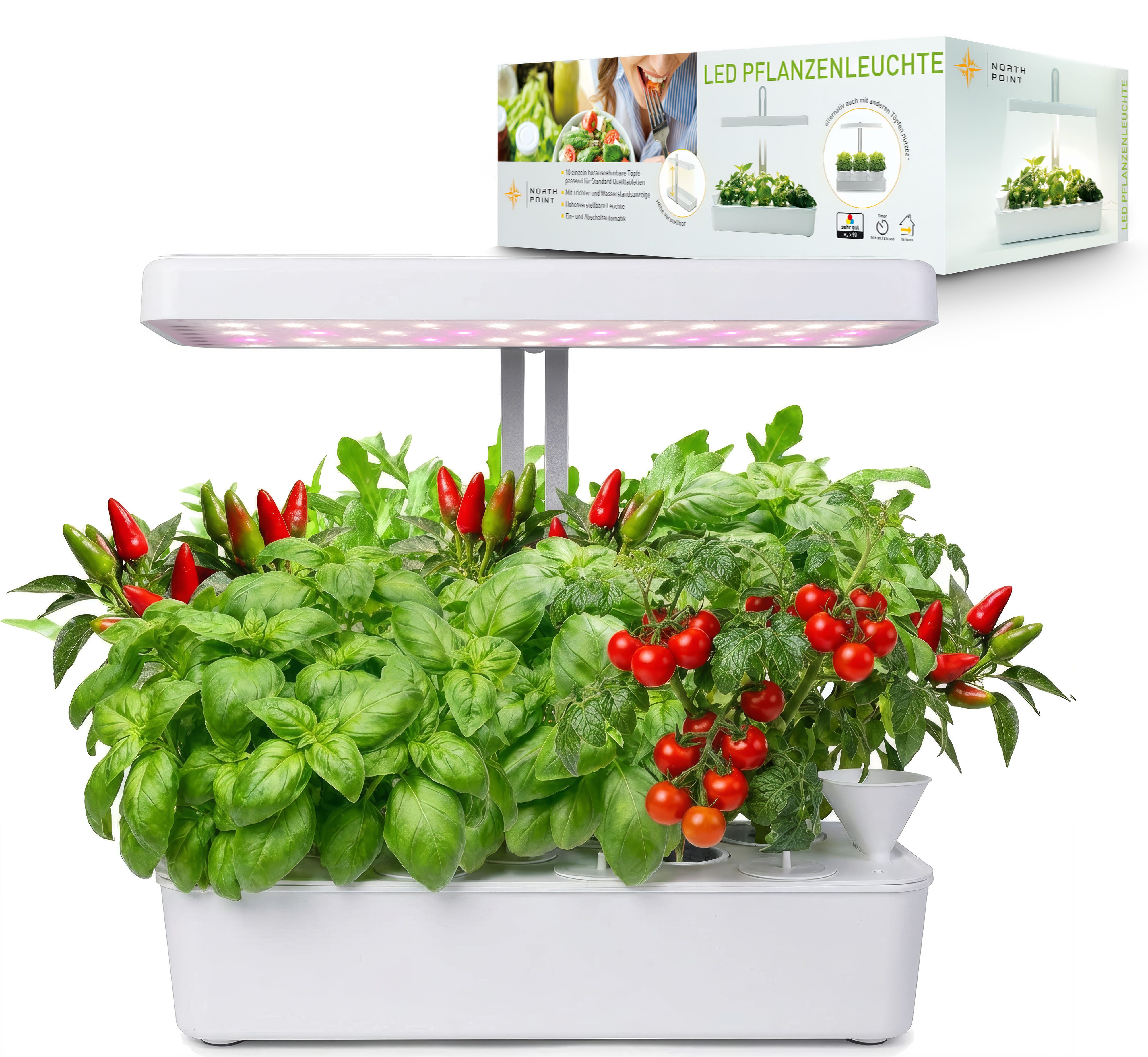 Northpoint Pflanzenlampe LED Pflanzenleuchte Gewächslampe 22W 1350 Lumen 10 Setzlinge