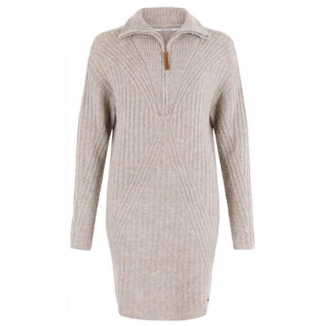 Moscow Design Strickkleid Kamila Strickkleid mit Troyer Kragen in Taupe ode günstig online kaufen