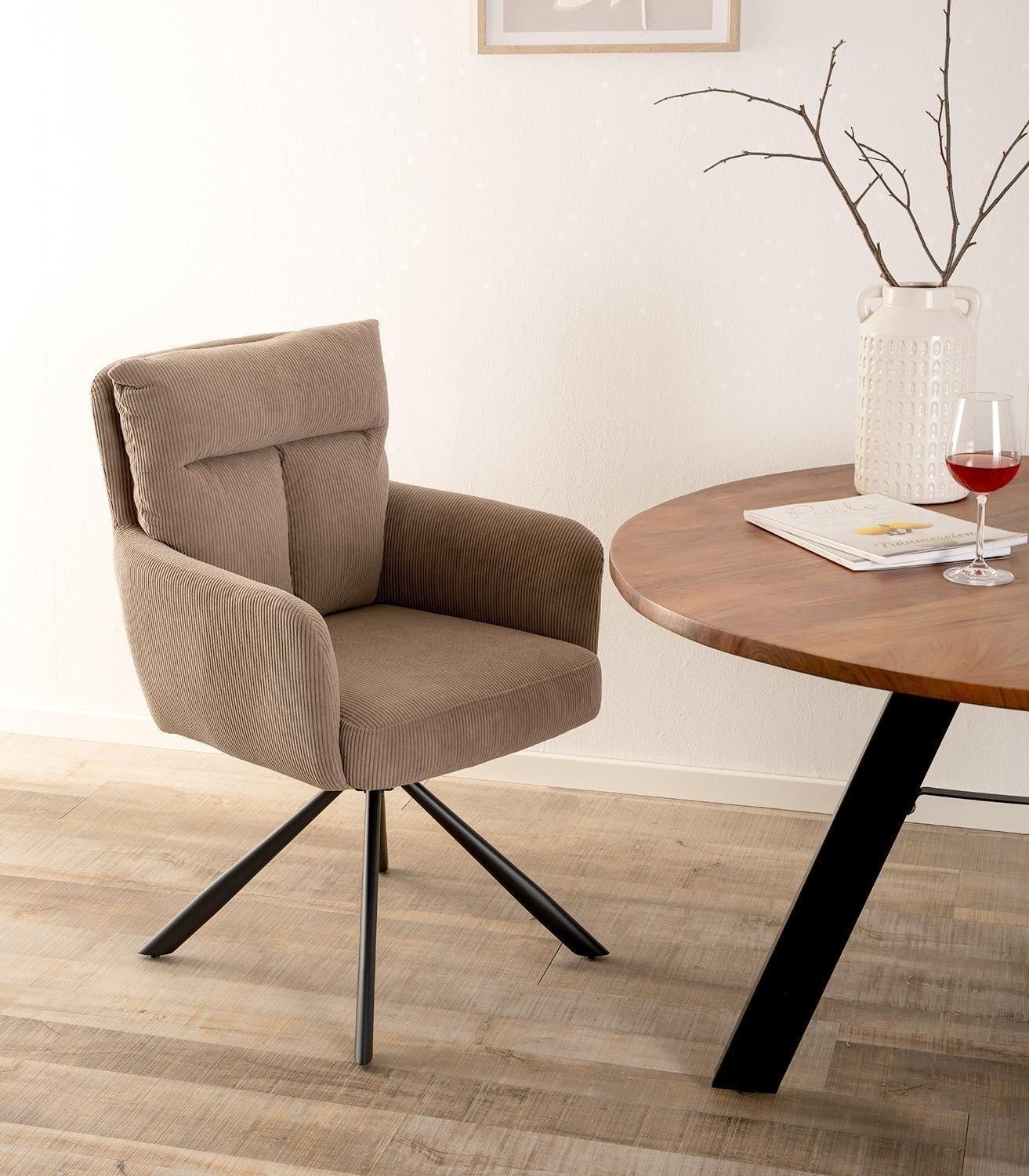 Home4You Polsterstuhl, Beige, Cordbezug, Metallgestell, (Set, günstig online kaufen