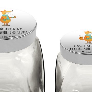 Mr. & Mrs. Panda Vorratsglas L 870ml Fuchs Keks - Weiß - Geschenk, Weihnachten, Gewürzdose, Küchen, Premium Glas, (1-tlg), Design-Highlight