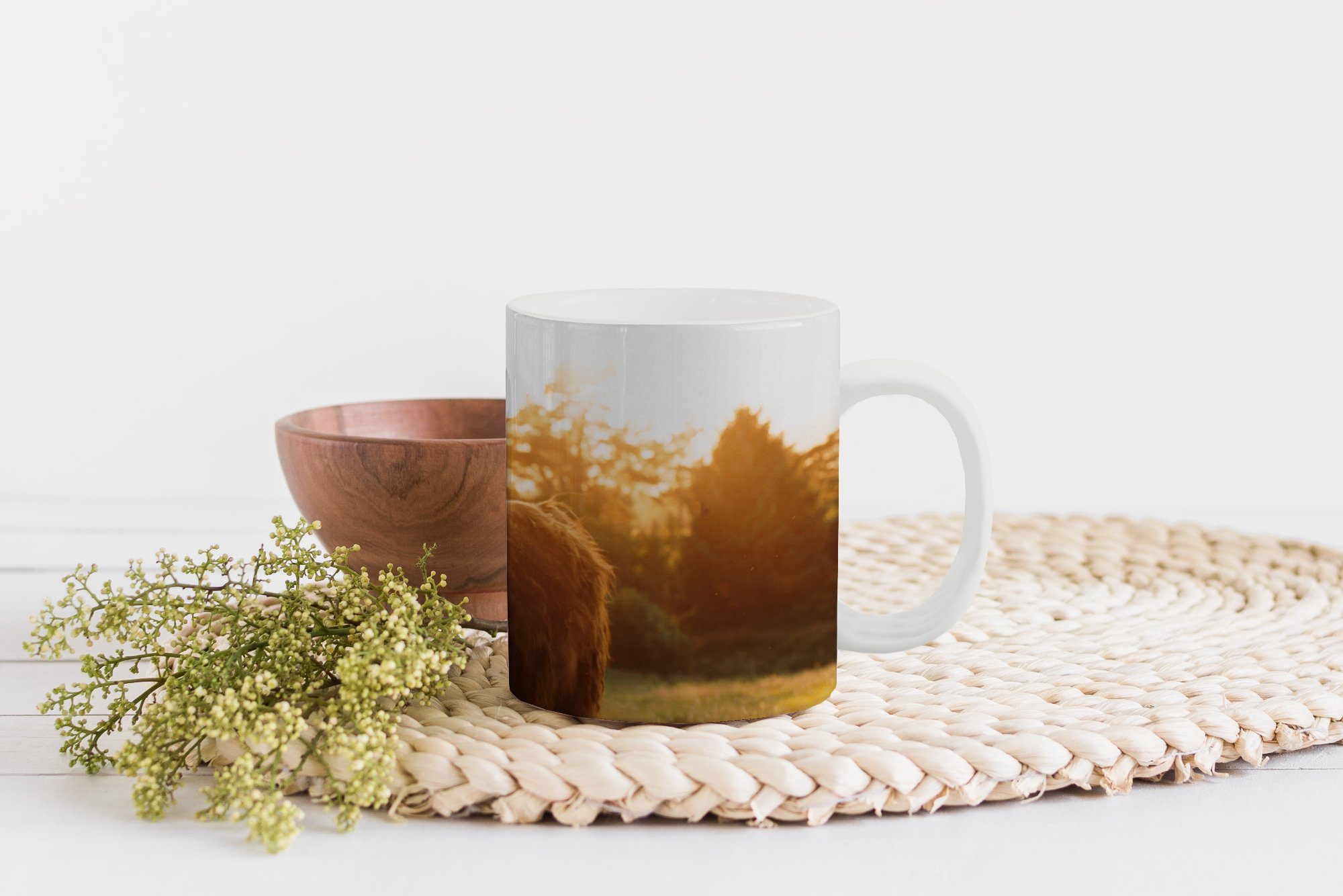 Schottischer Gras MuchoWow Sonne, - Becher, Hochländer Teetasse, - Tasse Kaffeetassen, Geschenk Keramik, Teetasse,