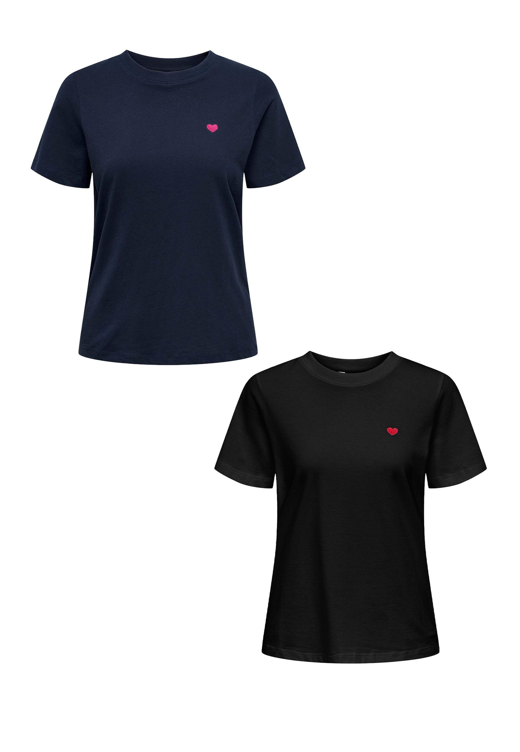 JACQUELINE de YONG T-Shirt 2er-Set Rundhals günstig online kaufen