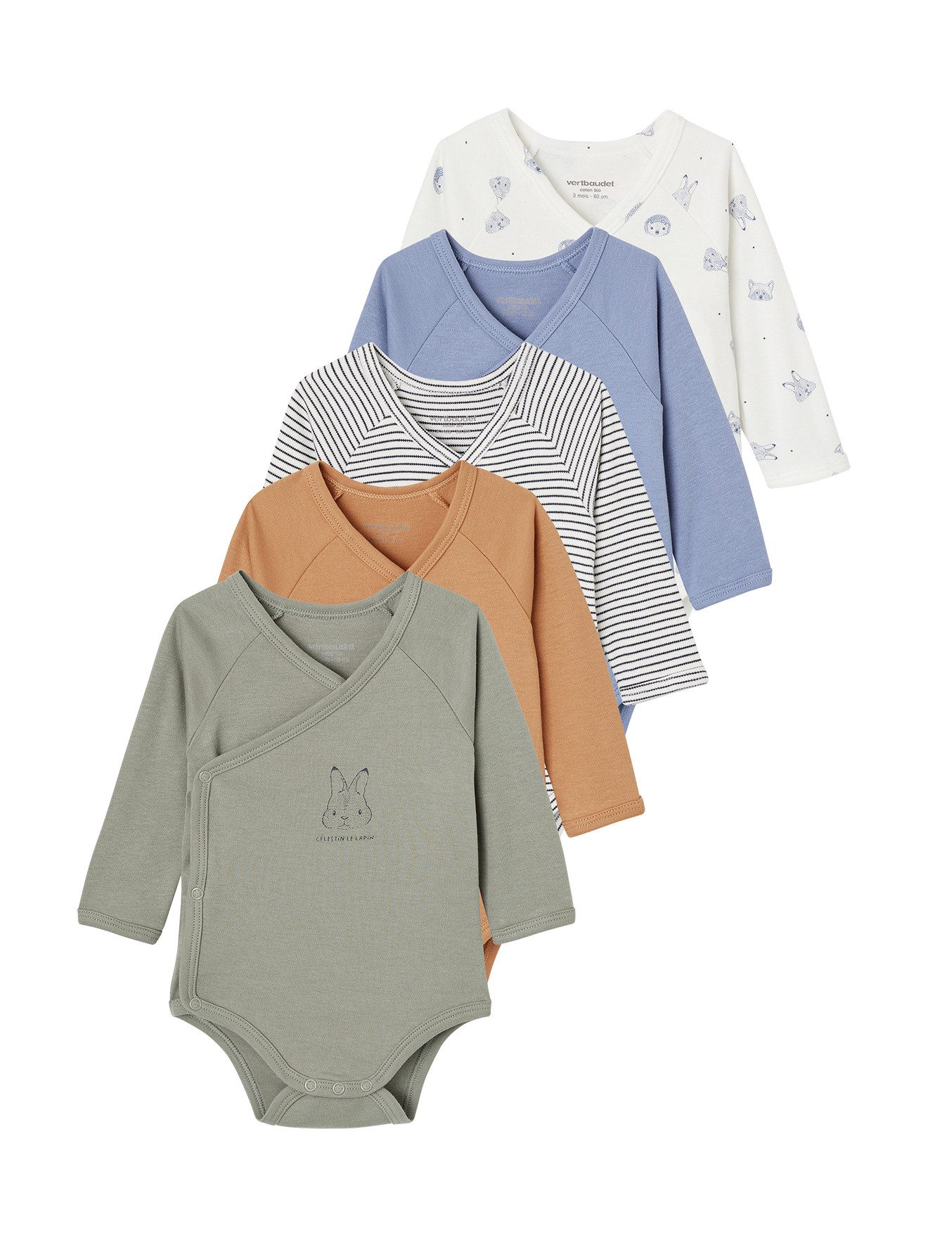 Langarmbody 5er-Pack Baby Langarm-Bodys mit Tieren