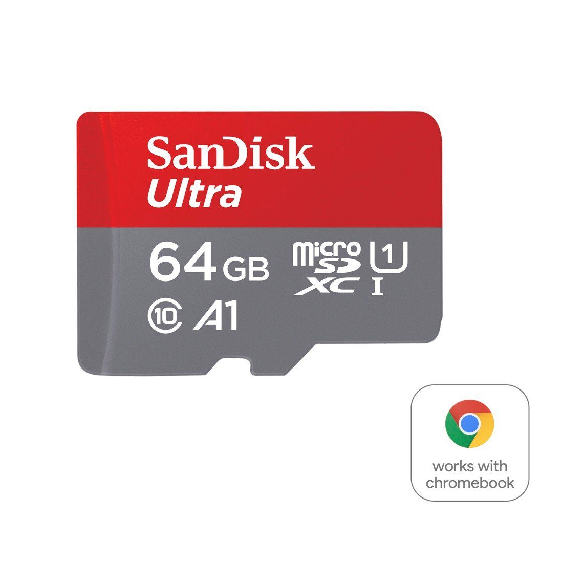 Sandisk microSDXC Ultra, + SD-Adapter für Chromebooks Speicherkarte (64 GB, Class 10, 140 MB/s Lesegeschwindigkeit)