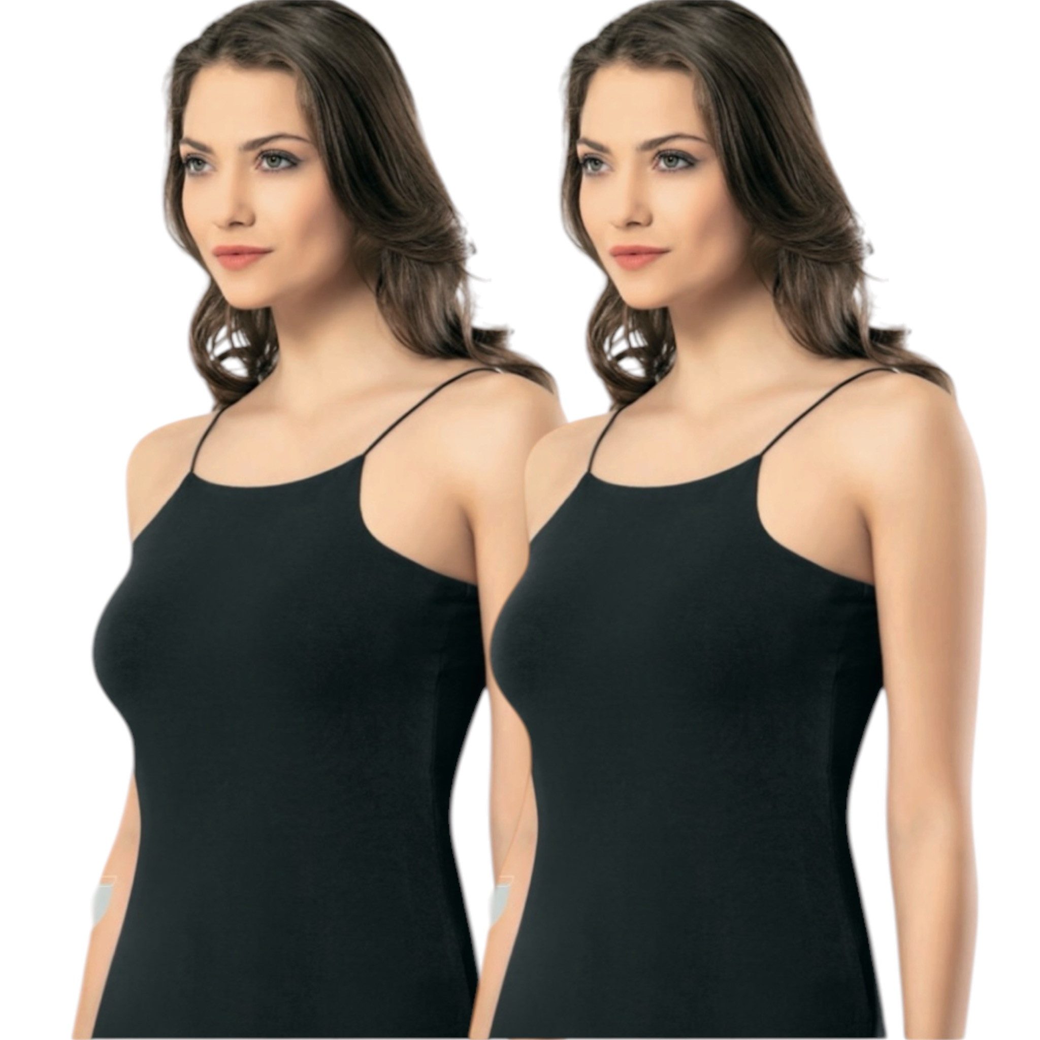 DDOnlineShop Unterhemd Damen Spaghettiträger Tank Top Schwarz 4er Pack (Spar-Set, 4-St., 4er-Pack) Premium Qualität A2016