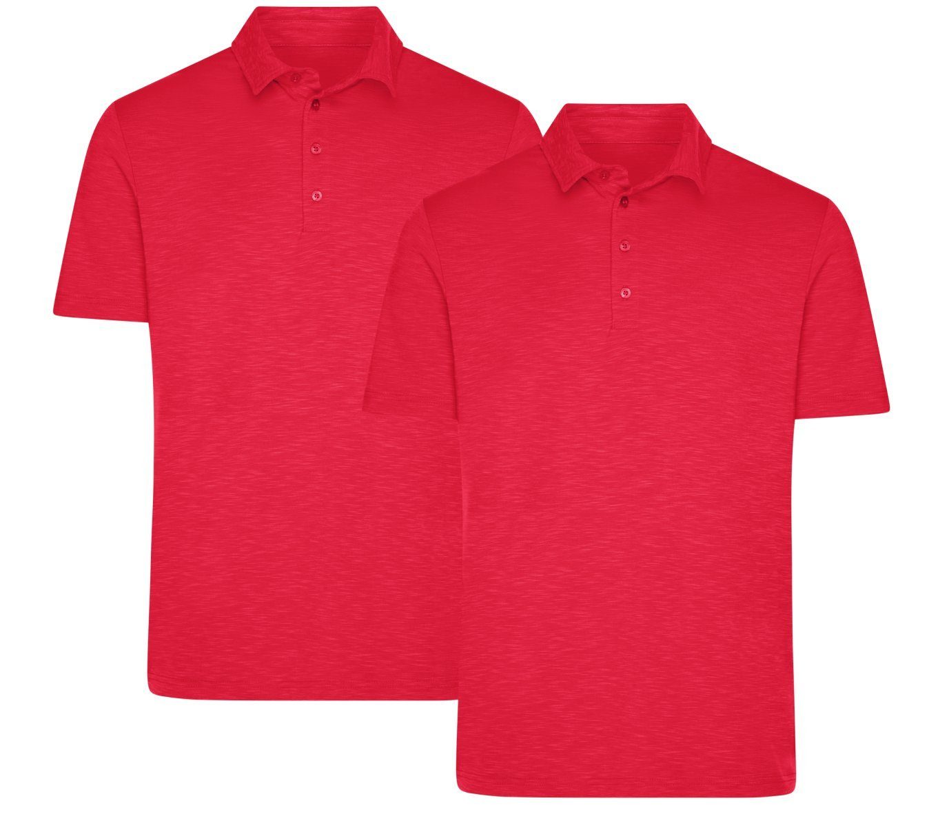 Single-Jersey Nicholson 2er-Pack) Funktionspolo Flammgarn JN752 Poloshirt & Herren Doppelpack red Poloshirt im (Doppelpack, James Attraktives