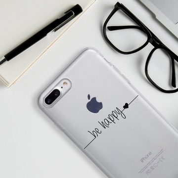 DeinDesign Handyhülle Statement Glück Motiv ohne Hintergrund be happy transparent, Apple iPhone 8 Plus Silikon Hülle Bumper Case Handy Schutzhülle